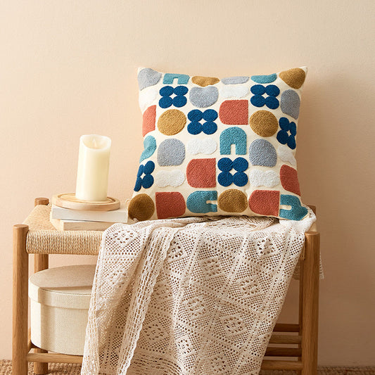 HKM-409107 Cotton Embroidered Cushion Cover for Home and Office Use