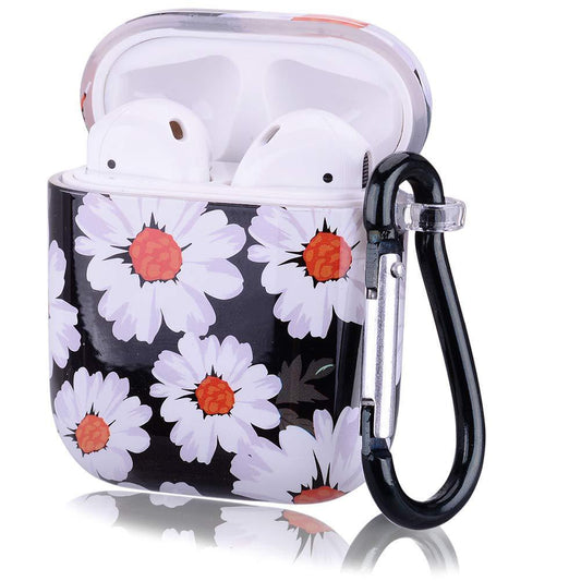 HKM-410323 Floral Clamshell Hard Protective Case for Wireless Earphones - Compatible with iPhone Models