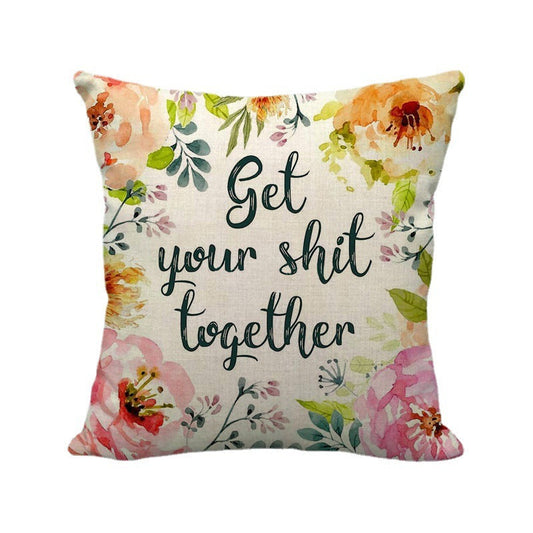 HKM-411411 Watercolor Rose Inspirational Linen Sofa Cushion Cover 45x45cm