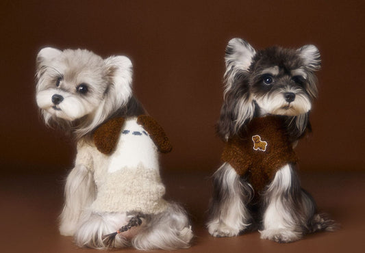 HKM-412435 Cozy Sleeveless Teddy Sweater Vest for Schnauzer and Bichon Puppies - Autumn/Winter Collection