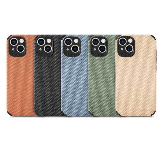 HKM-414675 Simple Solid Color Mobile Phone Case with Carbon Fiber Design for iPhone Models