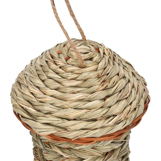 HKM-415507 Handmade Natural Color Straw Bird Nest for Small Birds - Green and Yellow Grass, Black Grass