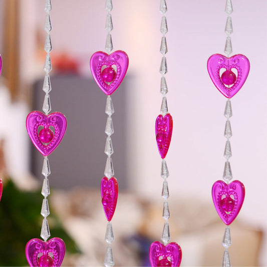 HKM-417427 Heart Shaped Acrylic Bead Curtain for Home Decoration - Versatile Size Options for Any Room