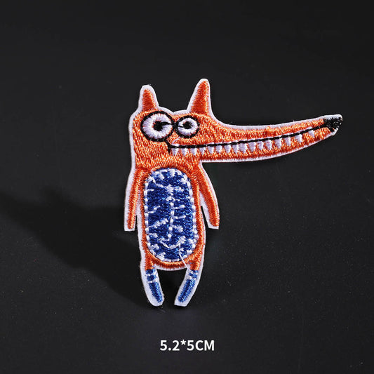 HKM-425619 Cartoon Animal Embroidery Cloth Sticker for Kids' Clothing