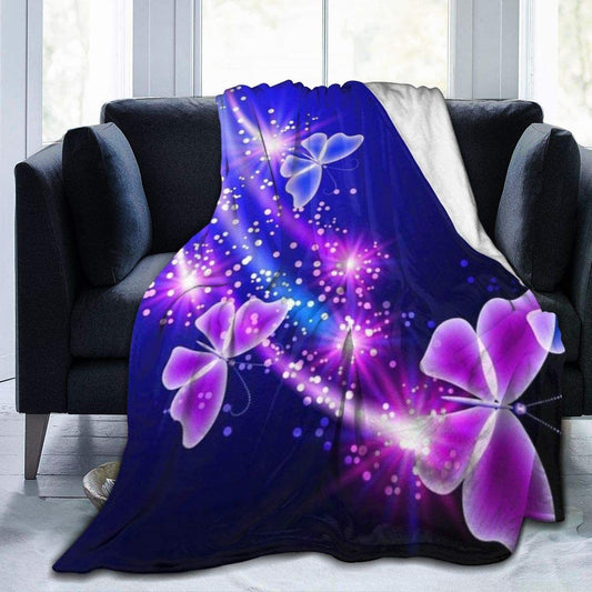HKM-427411 Purple Flannel Blanket for All Seasons - Soft Polyester Material