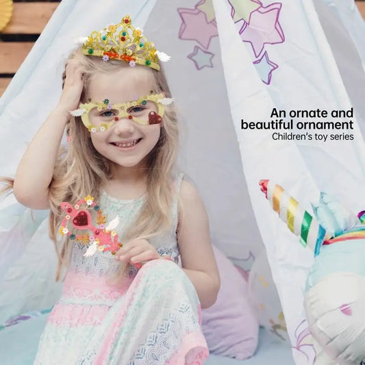 HKM-427923 DIY Building Block Jewelry Set - Creative Assembled Bricks for Girls, Decorative Dessert Flowers and Hair Bands