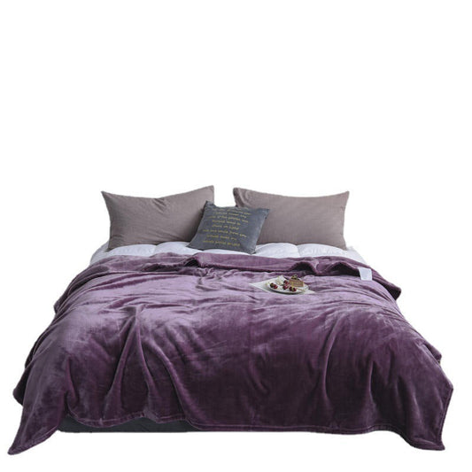 HKM-437139 Solid Color Flannel Blanket for All Seasons - Available in Multiple Sizes and Colors