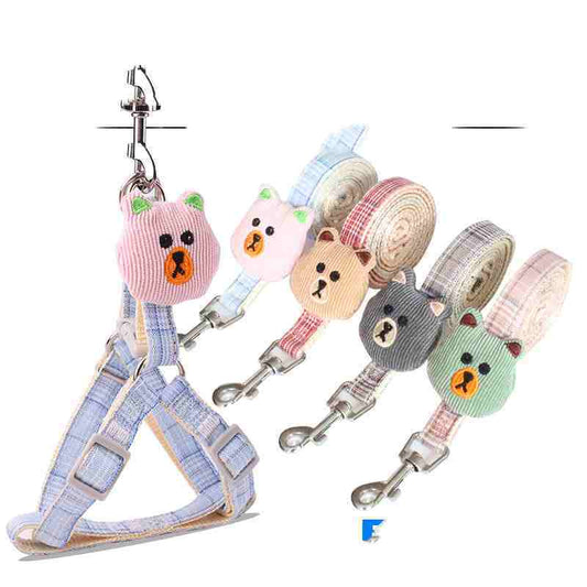 HKM-439635 Adjustable Dog Vest Leash for Small and Medium Dogs - Durable Cloth, 1.0m and 1.5m Lengths, Multiple Colors Available