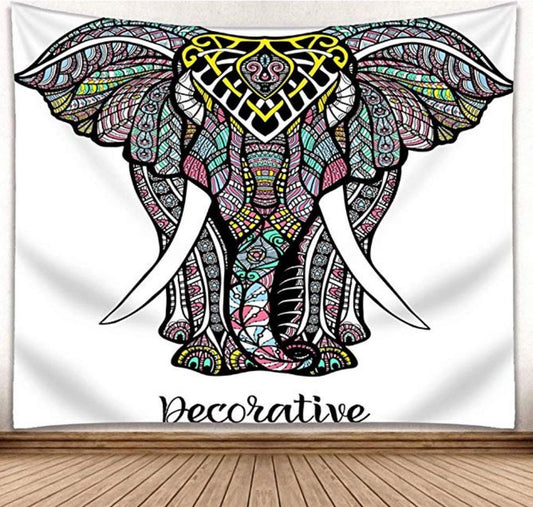 HKM-440147 Elephant 3D Mural Tapestry Wall Hanging for Bohemian Home Decor
