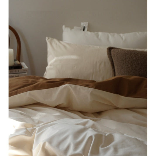 HKM-440595 Double-sided Long-staple Cotton Brushed Bed Sheet Set in Milk Coffee Color