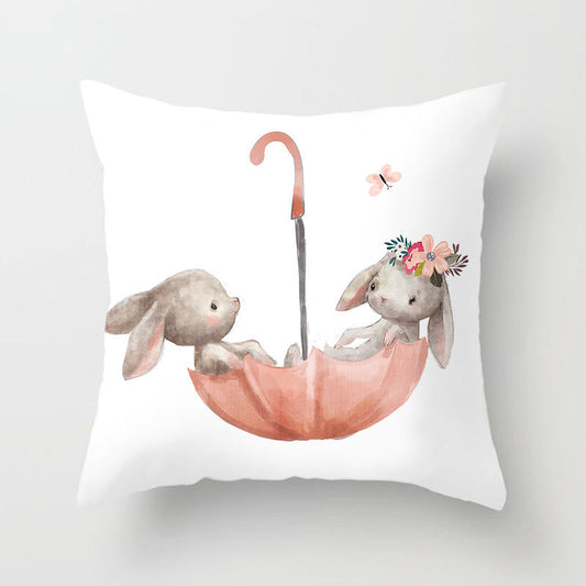 HKM-442643 Cartoon Panda Pillowcase - Cozy Peach Skin Cushion Cover for Bedroom and Living Room, 45x45cm