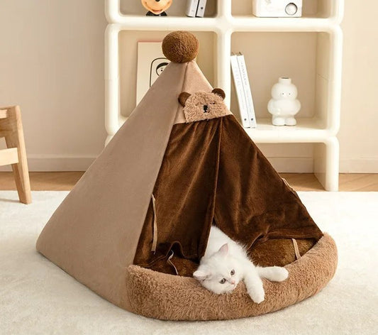 HKM-443027 Cozy All-Season Enclosed Cat Villa and Dog House for Comfortable Pet Living