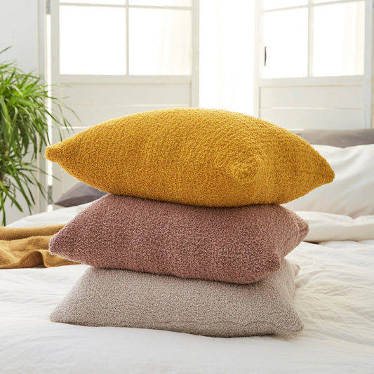 HKM-443027 Nordic Style Polyester Fiber Pillow Cover - 45x45cm in Beige, Bright Yellow, Beans Pink, Light Gray, and Brown