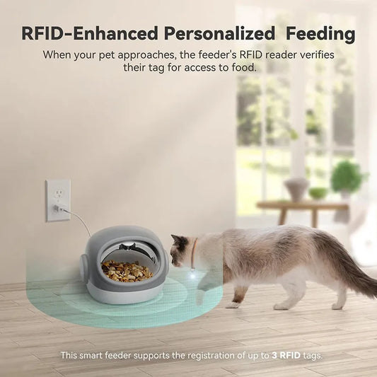 KTX-445651 Smart Automatic Cat Feeder with Microchip and Collar Sensor for Wet and Dry Food Dispenser