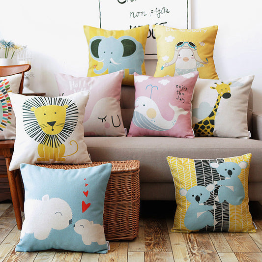 HKM-446419 Cute Cotton and Linen Art Throw Pillow Cushion with Various Animal Designs, Multiple Sizes Available