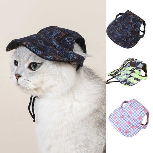 HKM-446867 Pet Baseball Cap for Wind and Sun Protection - Plaid, Camouflage, and Solid Colors Available