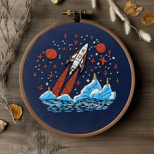 KTX-447187 Handmade Three-Dimensional Flower and Butterfly Embroidery Kit, Cotton Canvas 28x28cm