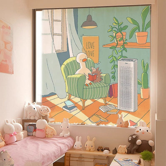 HKM-449043 Plush Nordic Tapestry Curtain with Velcro and Rope - Floral and Plant Patterns, Various Sizes Available