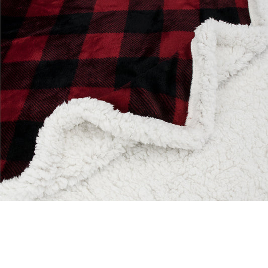 HKM-452115 Cozy Red Plaid Flannel Wool Blanket for Autumn and Winter, 150x130 cm or 150x200 cm
