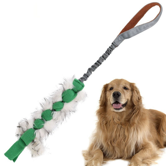 HKM-452243 Interactive Bite-Resistant Cord Teether Tug Toy for Pets - Woven Textiles in Green, Orange, Blue