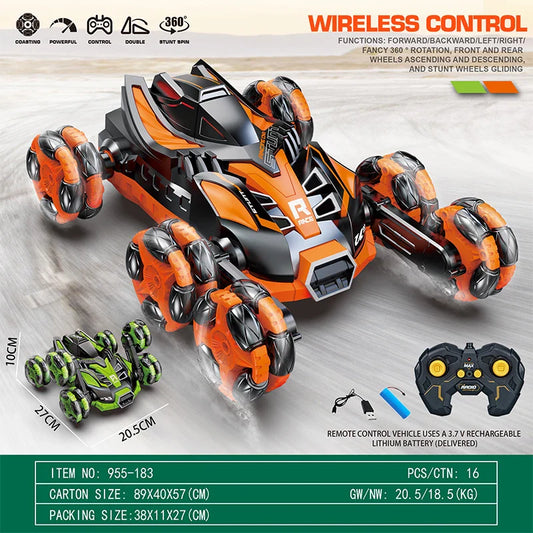 HKM-453523 5CH Remote Control Climbing Stunt Vehicle with Rotating Arm and Flipping Action for Kids