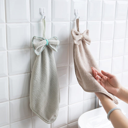 HKM-454675 Thick Coral Fleece Absorbent Hanging Face Towel for Kitchen, 46x38 cm, Available in Various Colors
