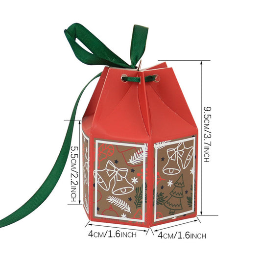 HKM-455379 20-Pack Christmas Treat Boxes with Ribbons in Festive Colors for Holiday Gifts and Party Favors