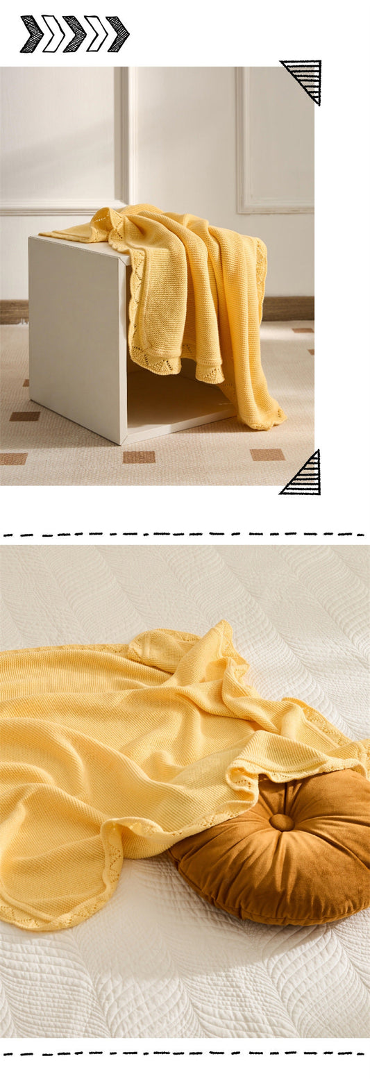HKM-457555 Solid Color Cotton Knitted Blanket for Kids, 80x100CM, Available in Multiple Colors