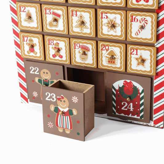 HKM-457683 24 Days Wooden Countdown Calendar for Christmas Decorations, Made of Density Plate, Size 26*5.5*40.5cm
