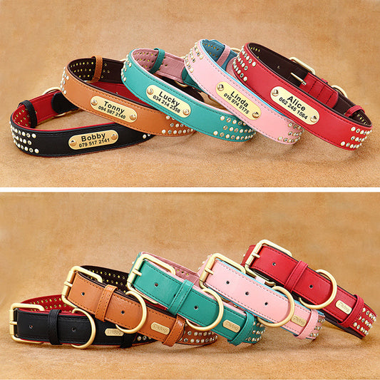 HKM-458259 Custom Dog Collar with Adjustable Sizing for Labrador, Golden Retriever, and Shepherd Types