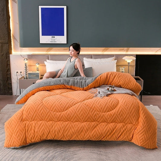 HKM-459027 Thickened Winter Velvet Quilt with Warm Milk Fiber for Cozy Comfort