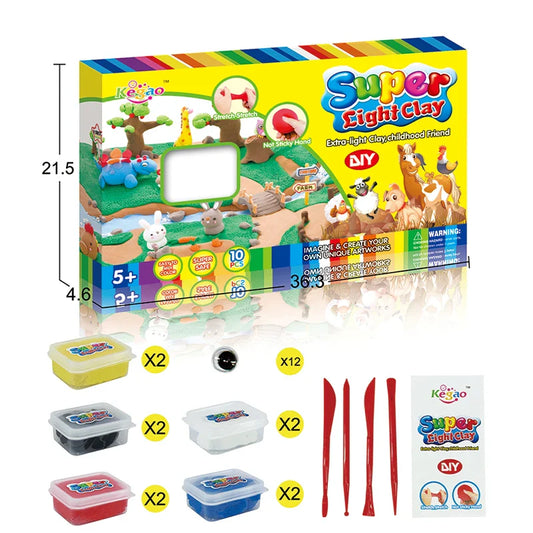 HKM-459283 Super Light Non-Toxic Air Dry Modeling Clay Set for Kids - 6 Colors, Soft and Easy to Shape