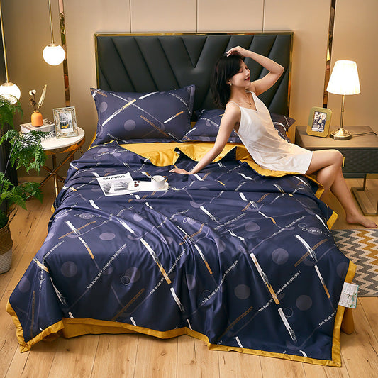 HKM-459539 Tencel Summer Air Conditioning Quilt - Ice Silk Four-Piece Set for Comfort