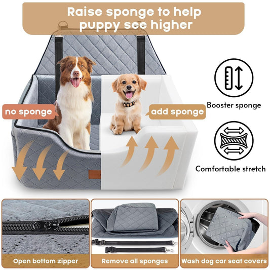 HKM-461139 Pet Car Nest for Dogs - Breathable Cloth Design, 70x50x30cm, Gray/Beige