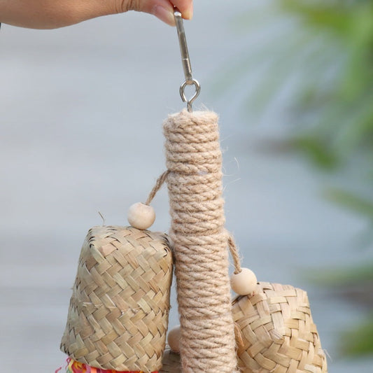 HKM-463251 Colorful Shredded Paper Bird Toy for Parrots - Wood and Sisal, 15 x 35 cm