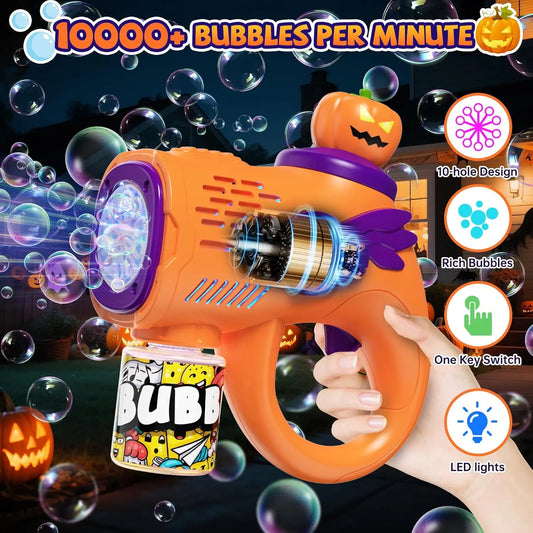 HKM-466259 Automatic Bubble Maker with LED Lights for Kids - Halloween Bubble Machine, Ages 5 and Up