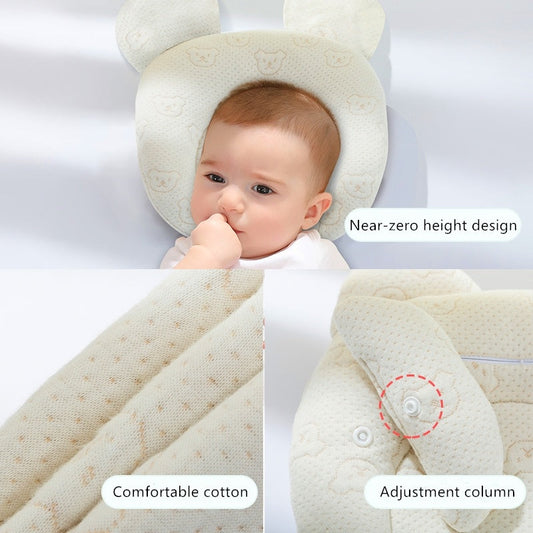 HKM-471187 Baby Shaping Pillow to Prevent Head Deviation - Breathable Cotton with Natural Latex Filling, 25.5*28CM