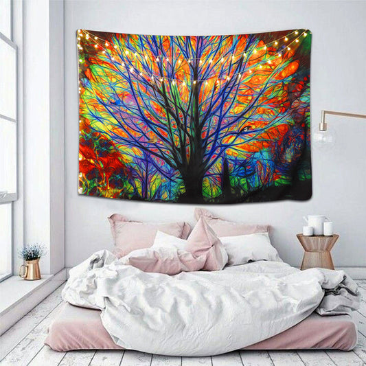HKM-471763 Colorful Forest Tapestry - European Style Plant and Flower Design in Flannel, HD Printing, Multiple Sizes Available