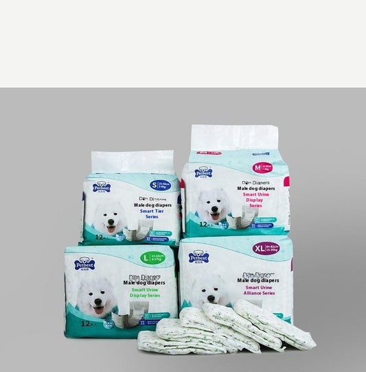 HKM-471891 Adjustable Male Dog Diaper - Urine Protection for Small to Extra Large Dogs - White