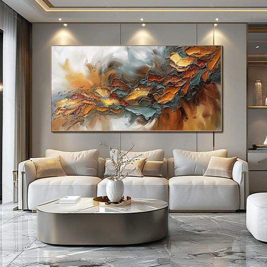 HKM-472147 Large Hand-Painted Abstract Oil Painting on Canvas for Modern Home Decor