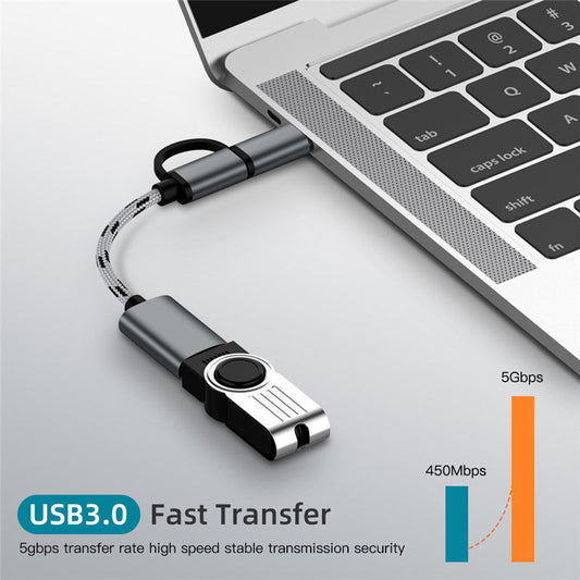 HKM-473747 2-in-1 USB Adapter Cable with Type-C and Micro Connections - Multiple Color Options Available