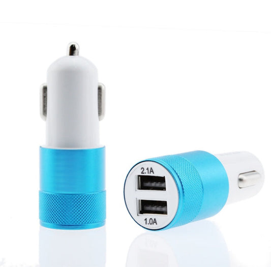 HKM-480147 Dual USB Aluminum Alloy Car Charger - 2.1A Output | Compatible with Tablets and Power Banks