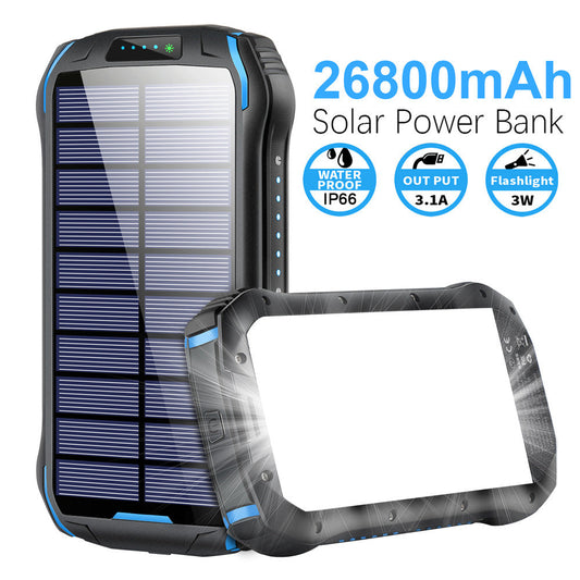 HKM-484947 26800mAh Solar Power Bank with Emergency Light - Waterproof, Dust-Proof, and Shock-Resistant Design