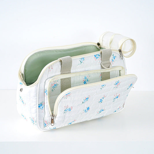 HKM-485907 Portable Canvas Dog Crossbody Bag for Small Pets - Blue 37x17x25 cm