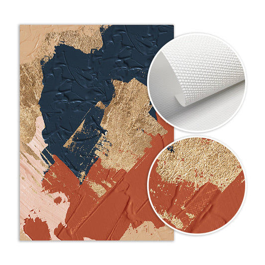 HKM-486867 Dark Blue and Red Abstract Minimalist Canvas Painting - Frameless Decorative Artwork