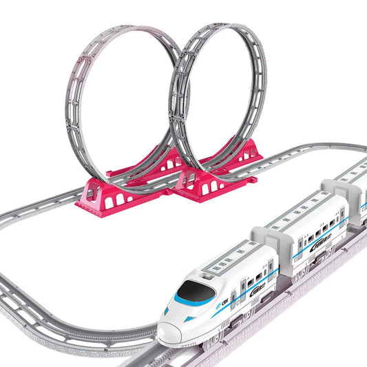 HKM-487123 Electric Train Track Set for Kids - Educational Railway Toy with Assembly Options - Ages 3 and Up