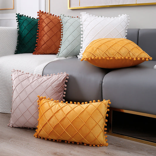 HKM-488019 Dutch Velvet Plaid Pillow Case - Available in Multiple Colors and Sizes (30x50cm, 45x45cm)