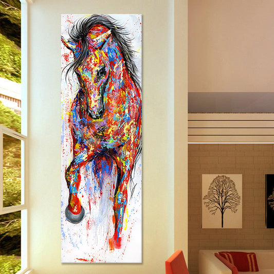 HKM-488019 Watercolor Horse Canvas Painting Set for Living Room and Porch Decoration - Modern Frameless Artwork
