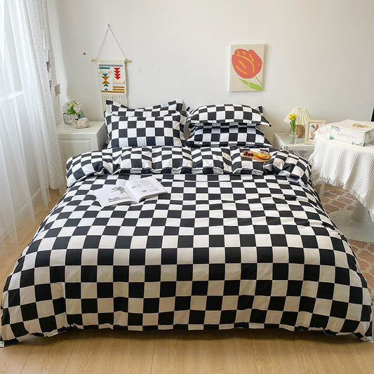 HKM-490003 Aloe Cotton Four-Piece Bedding Set with Floral Patterns in Multiple Sizes
