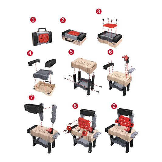 HKM-491155 65-Piece Kids Construction Tool Set with Wrench and Screwdriver in Suitcase – Perfect for Pretend Play and Creative Craftsman Fun